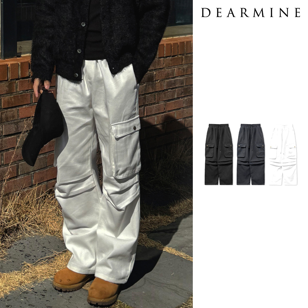 【DEARMINE】Pocket Pin Tuck Parachute Pants