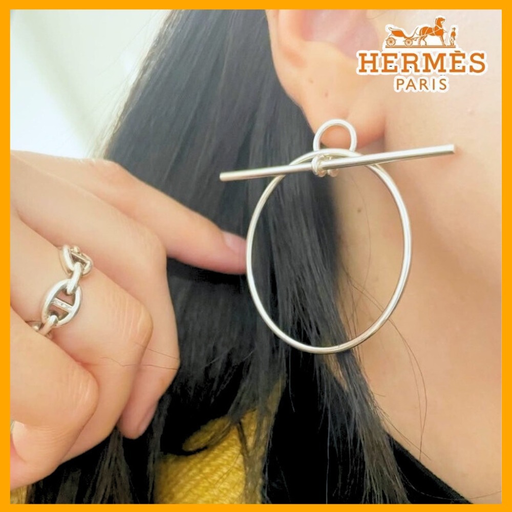 【シンプルかつ上品♪】HERMES ループ フープピアス