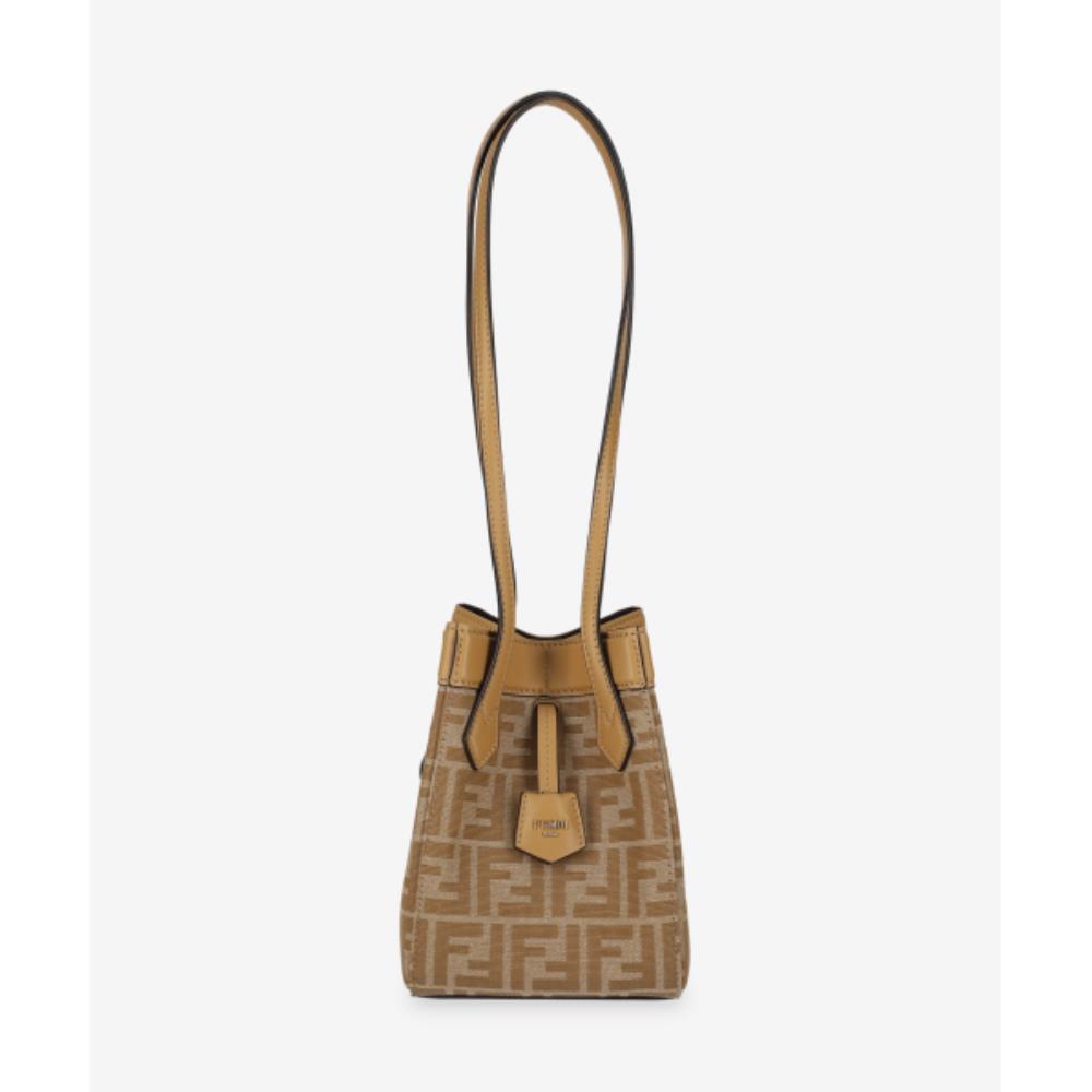 ●FENDI● Mini FF Jacquard Fendi Origami Shoulder Bag Beige