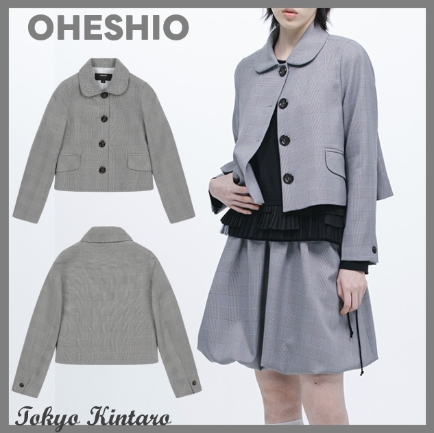[OHESHIO] ROUND COLLAR SEMI-CROP JACKET ★人気★