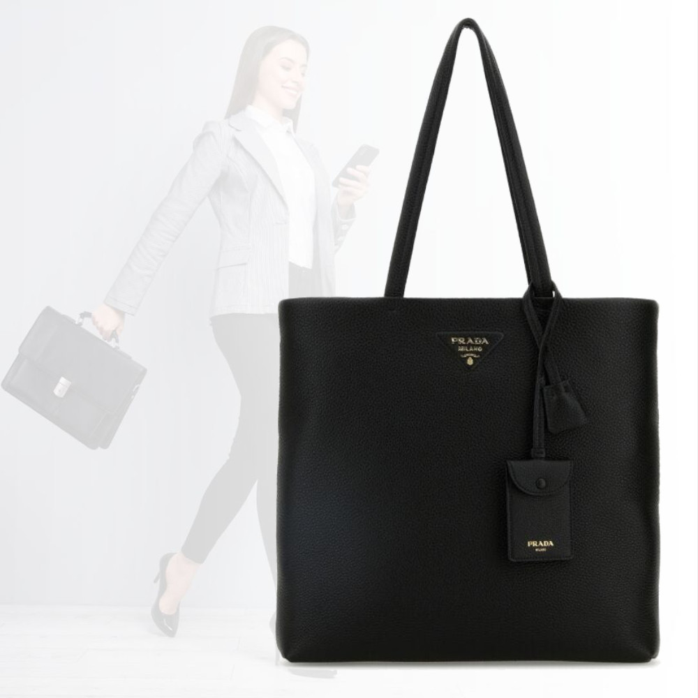 【大人気】PRADA ブラック レザー ショッピングバッグ