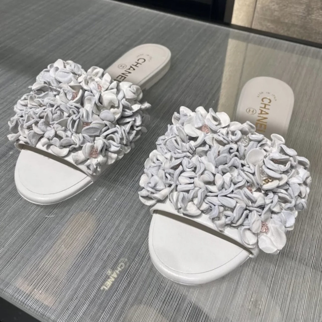 【CHANEL】サンダル ミュール 花 フラワー ココマーク CCロゴ