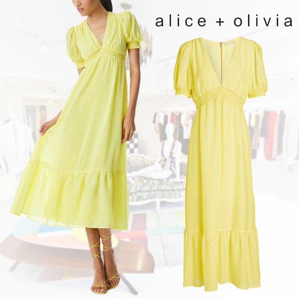 ALICE+OLIVIA フィルクーペシフォン ミディワンピース