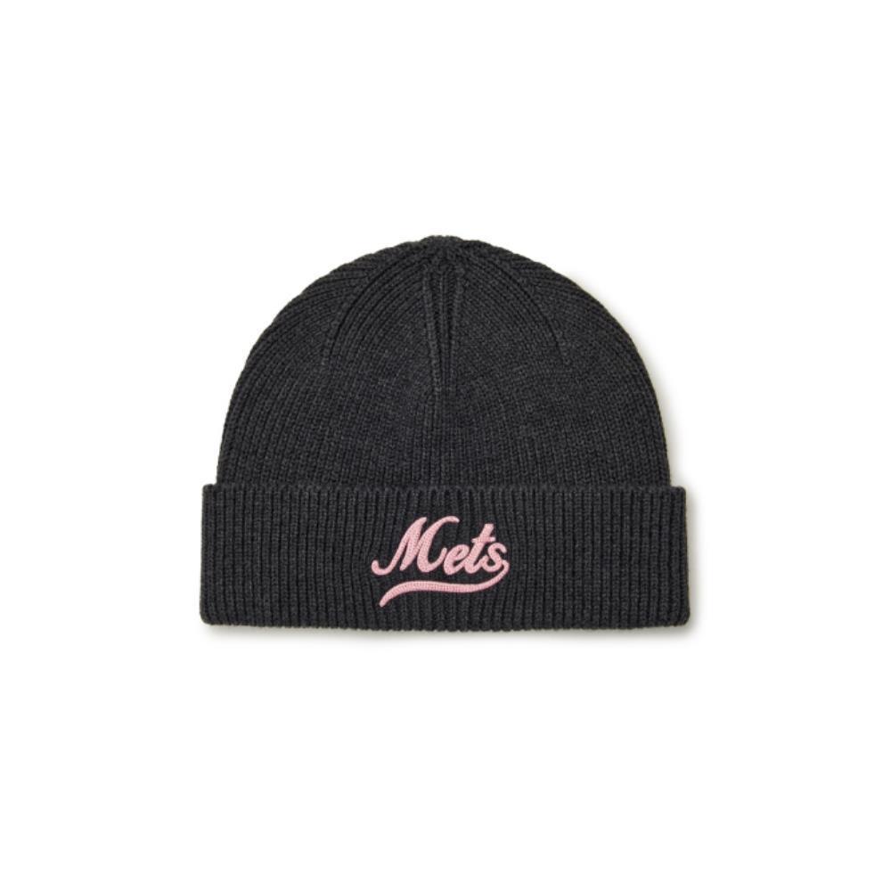 ◆MLB Korea◆ Varsity Cursive Mid Beanie NYM Charcoal Gray 3