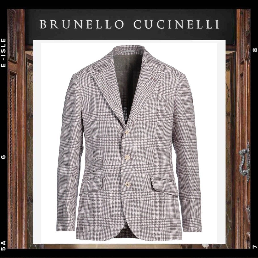 【BRUNELLO CUCINELLI】チェック シングルブレストブレザー