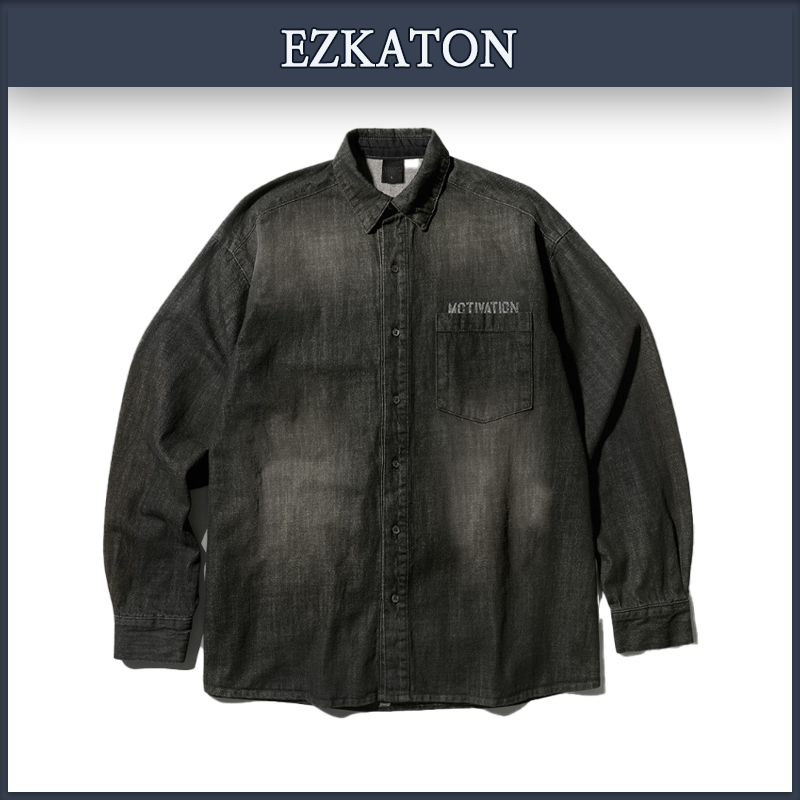 【EZKATON】★男女兼用★25SS POISON DENIE SHIRTS BLACK