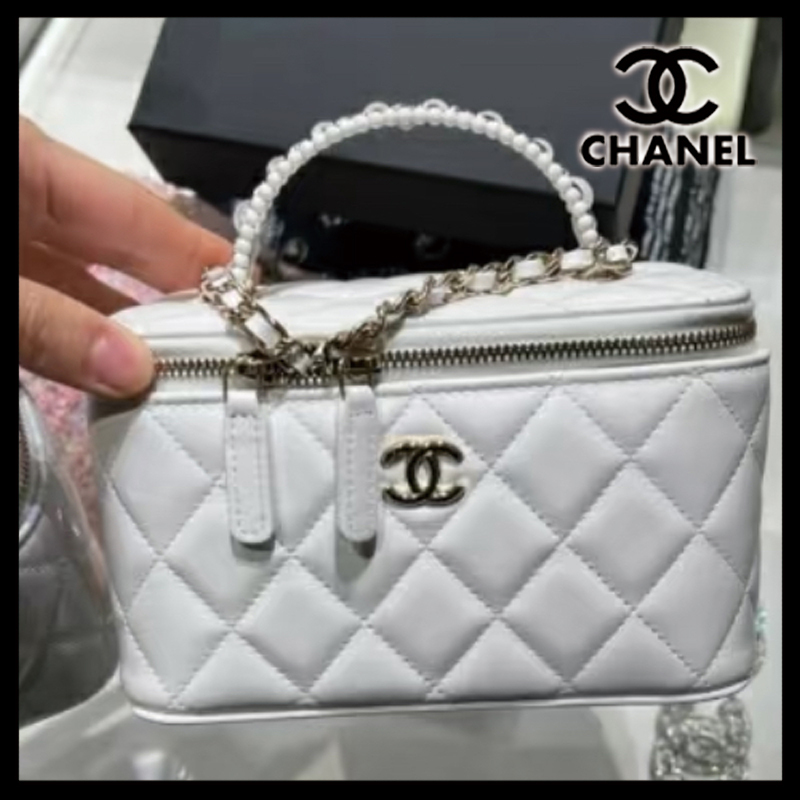内発送【エレガントで可愛いハンドル】CHANELヴァニティケース