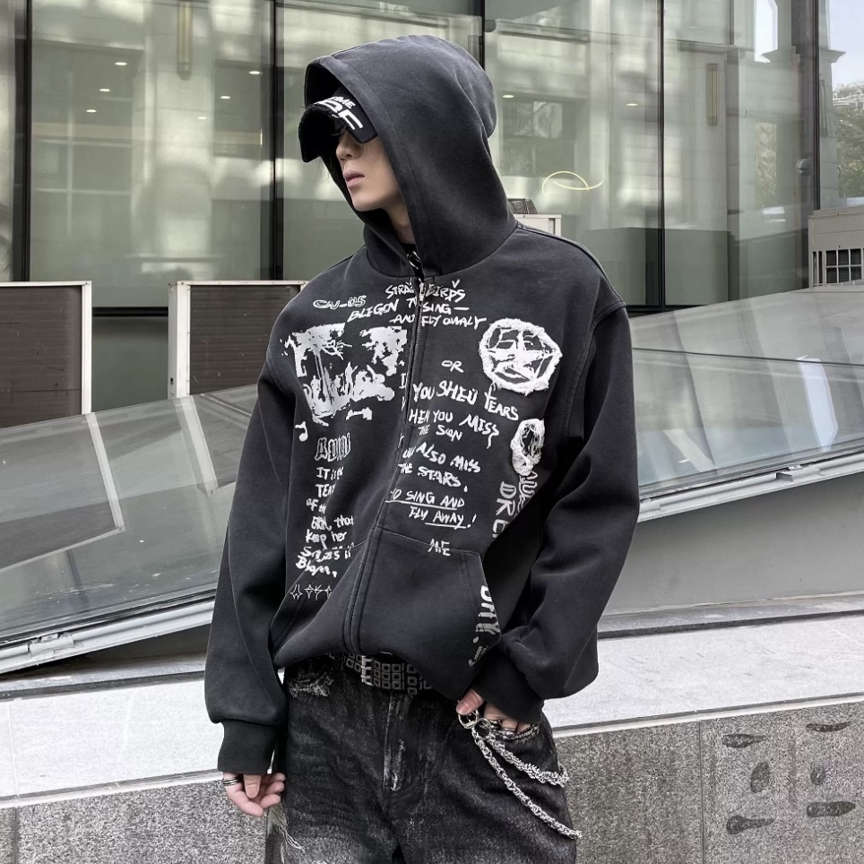 国内で当店のみ DARKFOG - Chalk Print Oversized Hoodie