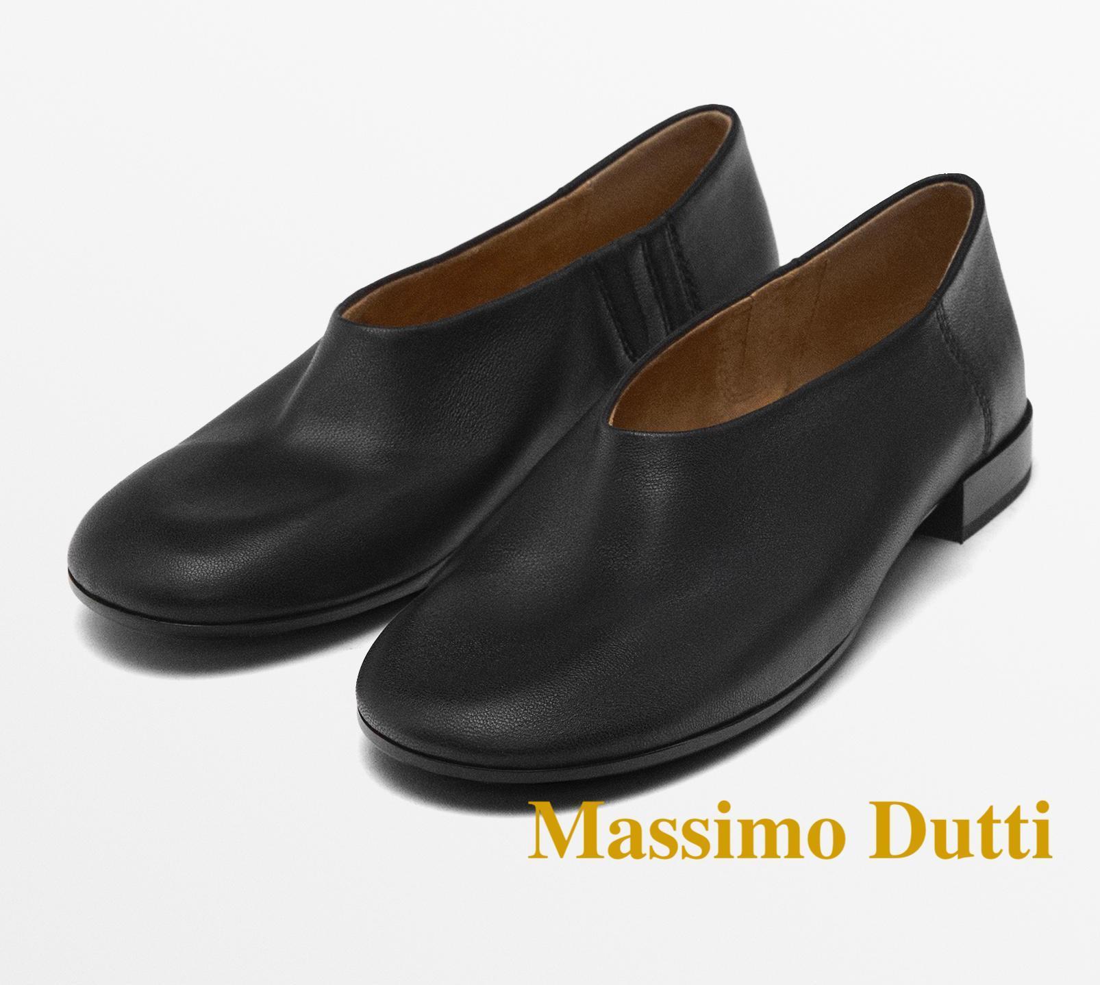 ☆日本未入荷*Massimo Dutti*本革ラウンドトゥフラットシューズ