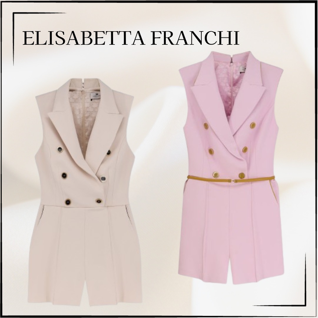ELISABETTA FRANCHI】関税込☆レザーベルト付 ジャンプスーツ