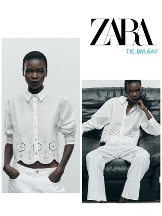 新品未使用 ZARA クロップド プリーツポプリンシャツ XS 今季