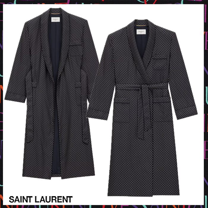 Saint Laurent《ベルトコート》クローバージャカード DHL 直営店