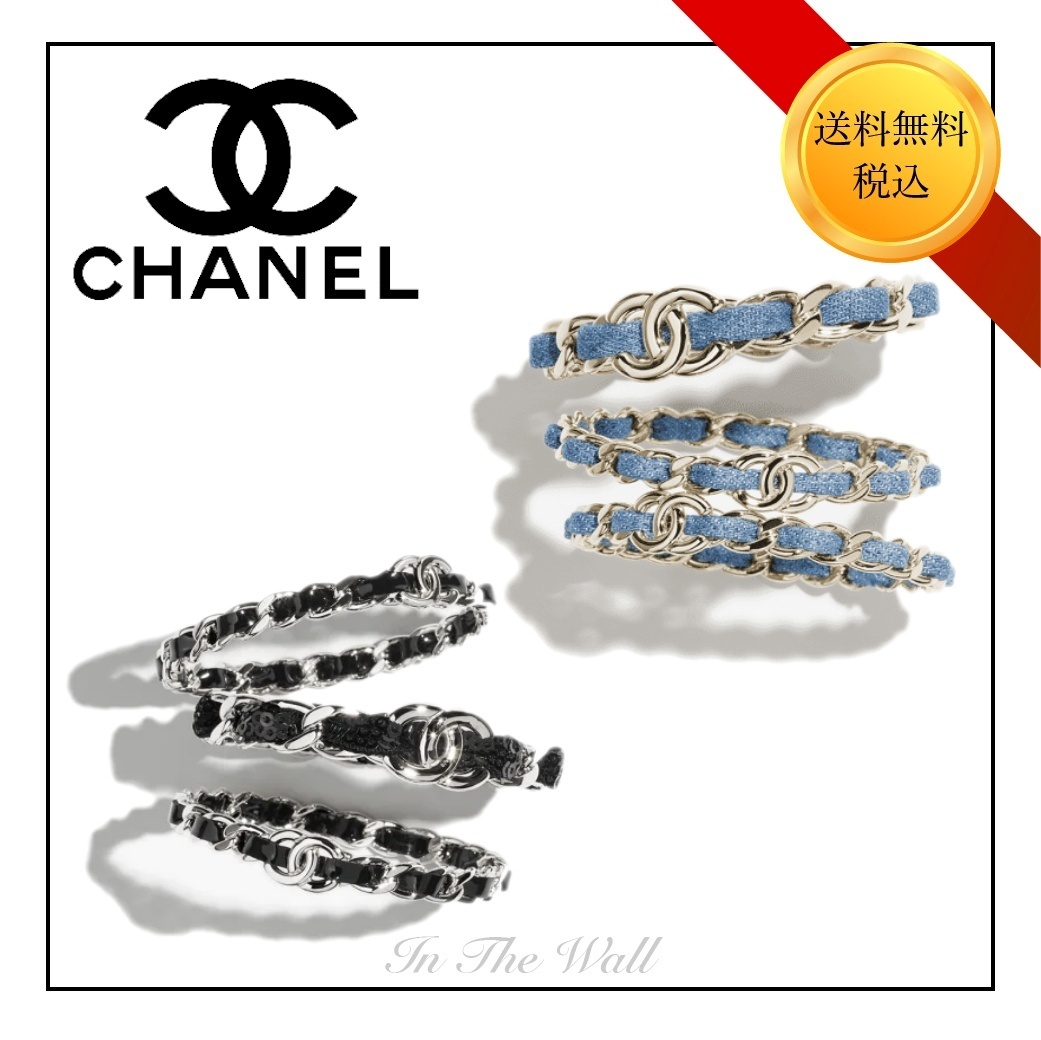 可愛い3連デニム★2色展開【CHANEL】25P CCロゴ バングル