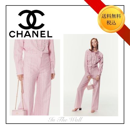 シャネルCHANEL ピンクニットとホワイトサロペットセット