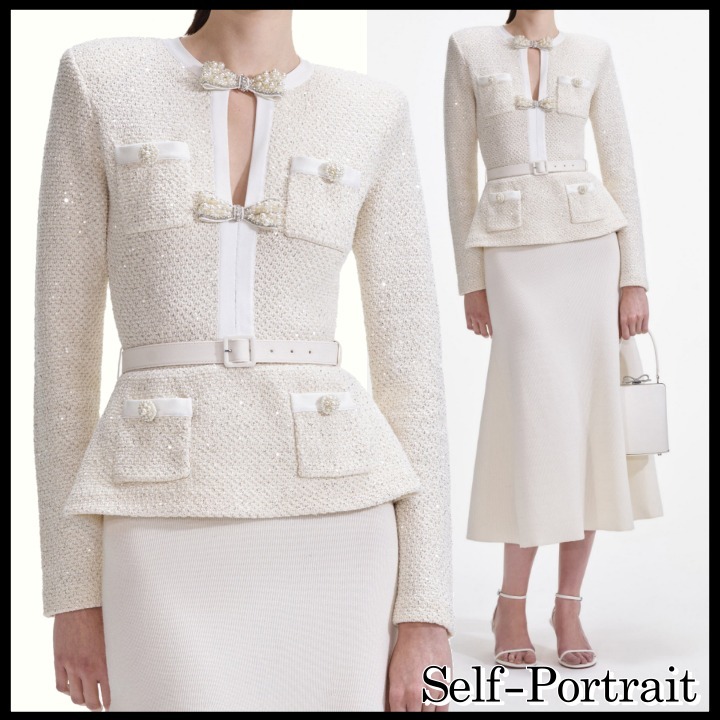 関税送料込◆Self-Portrait◆ スパンコールニット ミディドレス