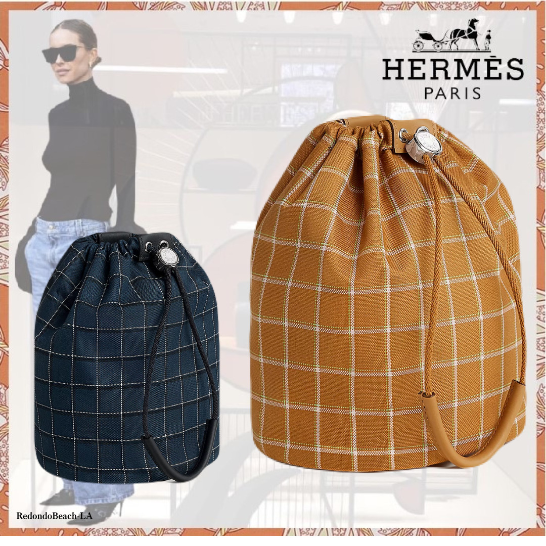 【コロッと巾着型が可愛い】HERMES★Trek-H コスメ ハンドバッグ
