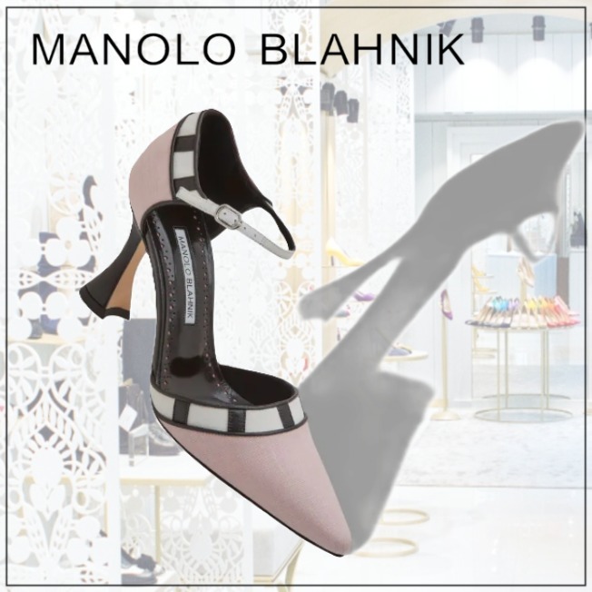 【MANOLO BLAHN】リネンのポインテッドトゥパンプス