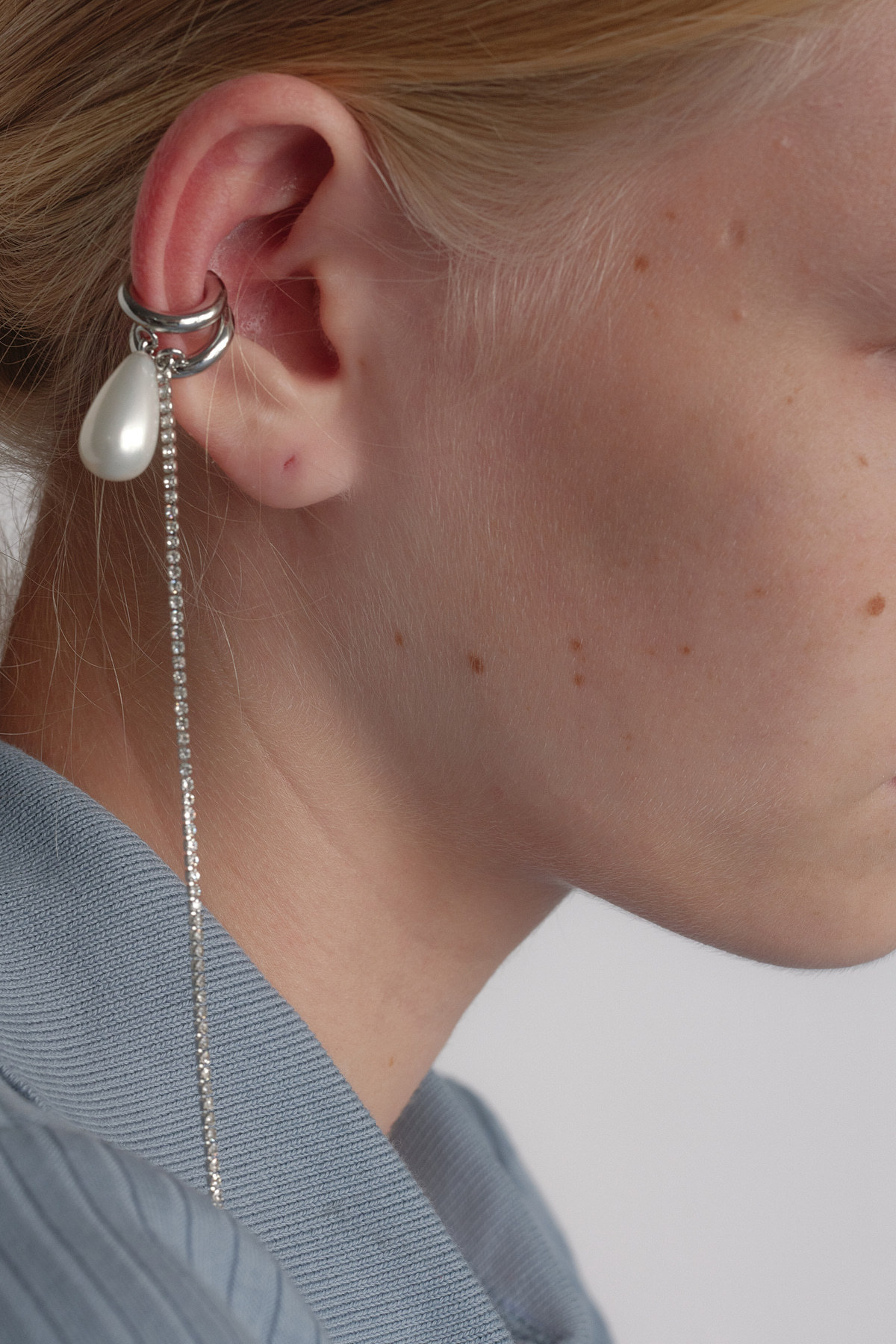 イヤリング Monday Edition _ Teardrop Pearl Crystalline Ear Cuff(Set)