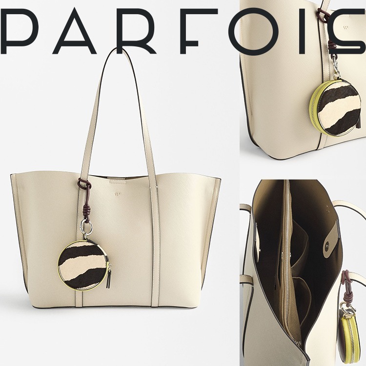 ★通勤通学★レザーポーチ付ショッパー・トートバッグ★PARFOIS