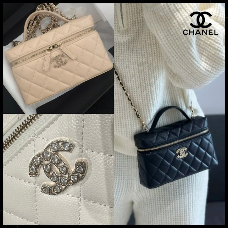 【ハートのビジューが大人可愛い♪】CHANEL バニティー バッグ