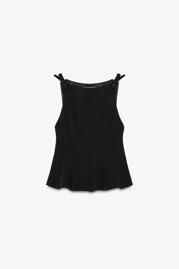 完売品】ZARA ザラ ペプラムリボントップス 新品タグつき