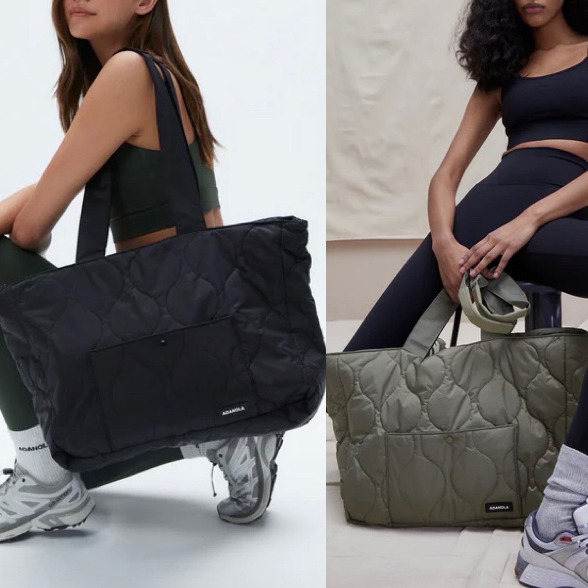 ADANOLA Quilted Tote キルティング ナイロン トート 2色 関送無