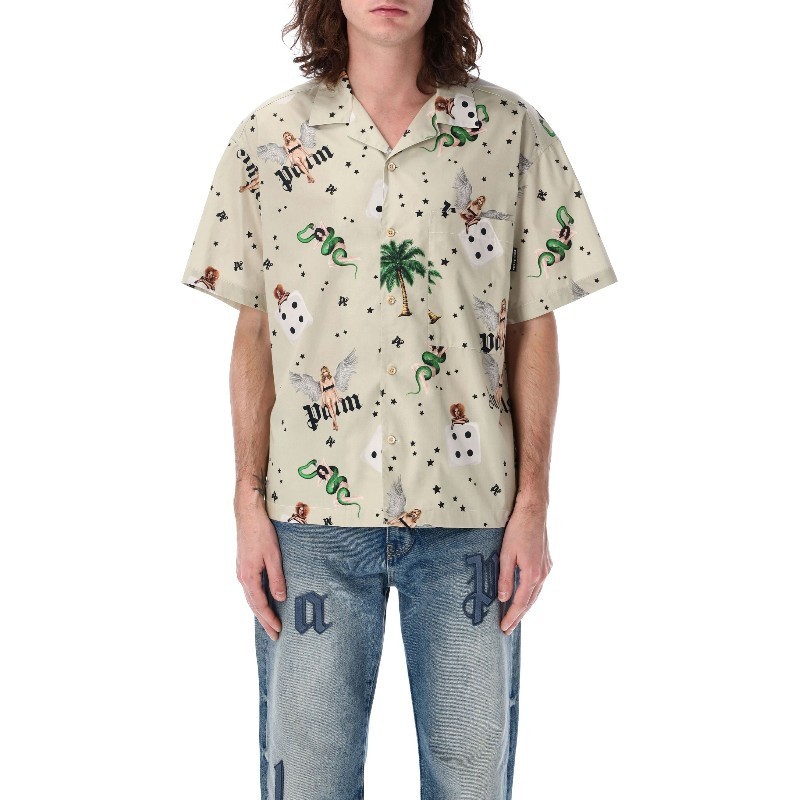 Tシャツ・カットソー Palm Angels PIN UP BOWLING SHIRT SS (PMGG00AS25FAB005 0B84)