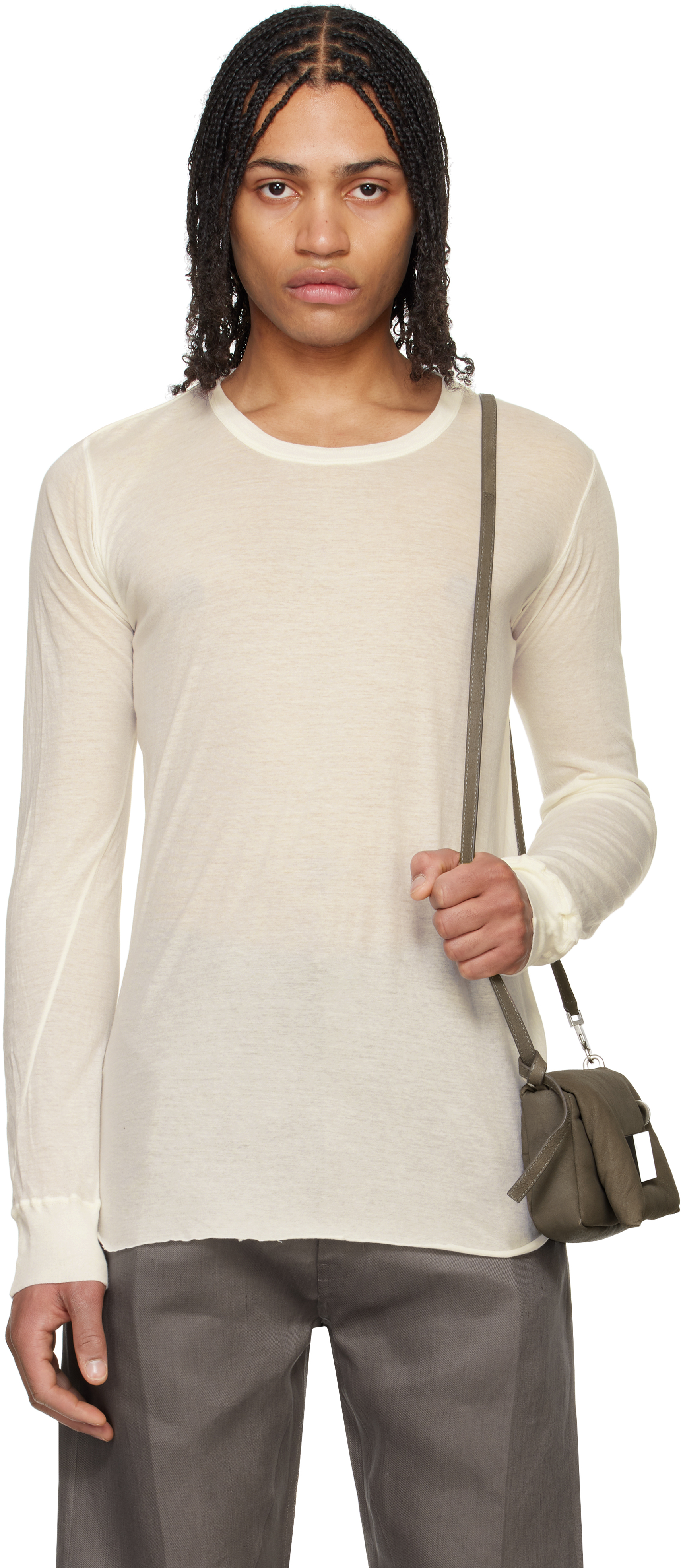 【関税込み】Rick Owens ホワイト Hollywood Basic 長袖Tシャツ