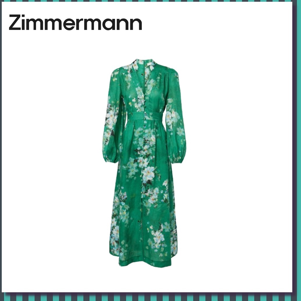 ■Zimmermann エヴァリー フランジ フローラル ミディ ドレス