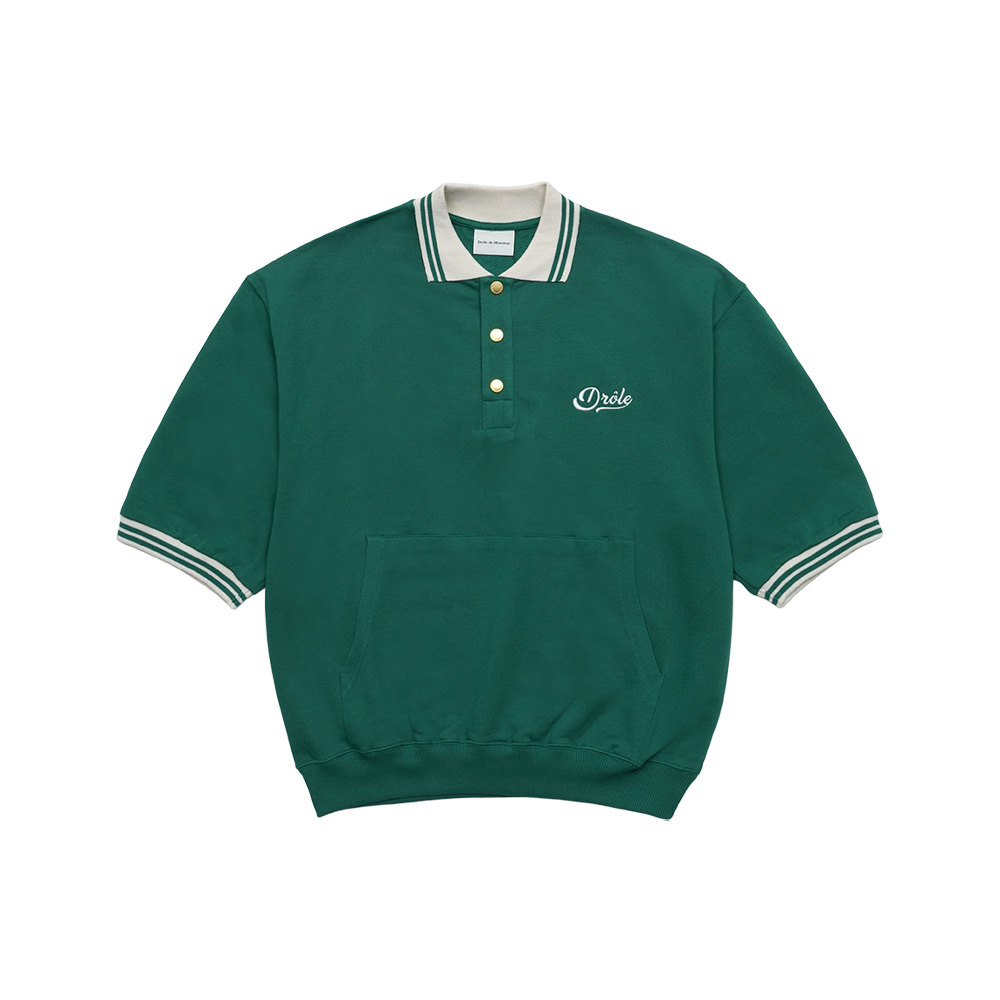 Tシャツ・カットソー Drole de Monsieur Men's Green Embroidered Polo