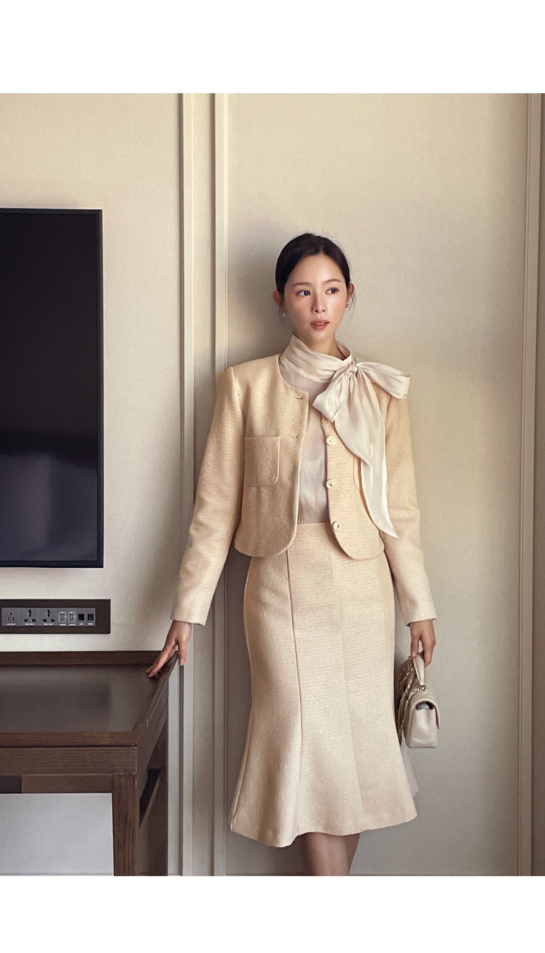 ジャケット [I AM MARI] Stel Round Tweed Short Jacket