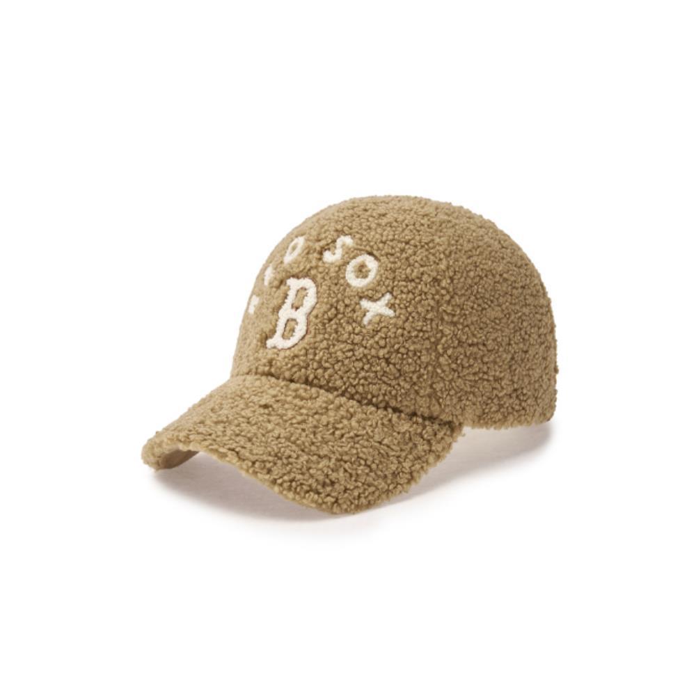 ★MLB Korea★ Varsity Fleece Unstructured Ball Cap BOS Beige