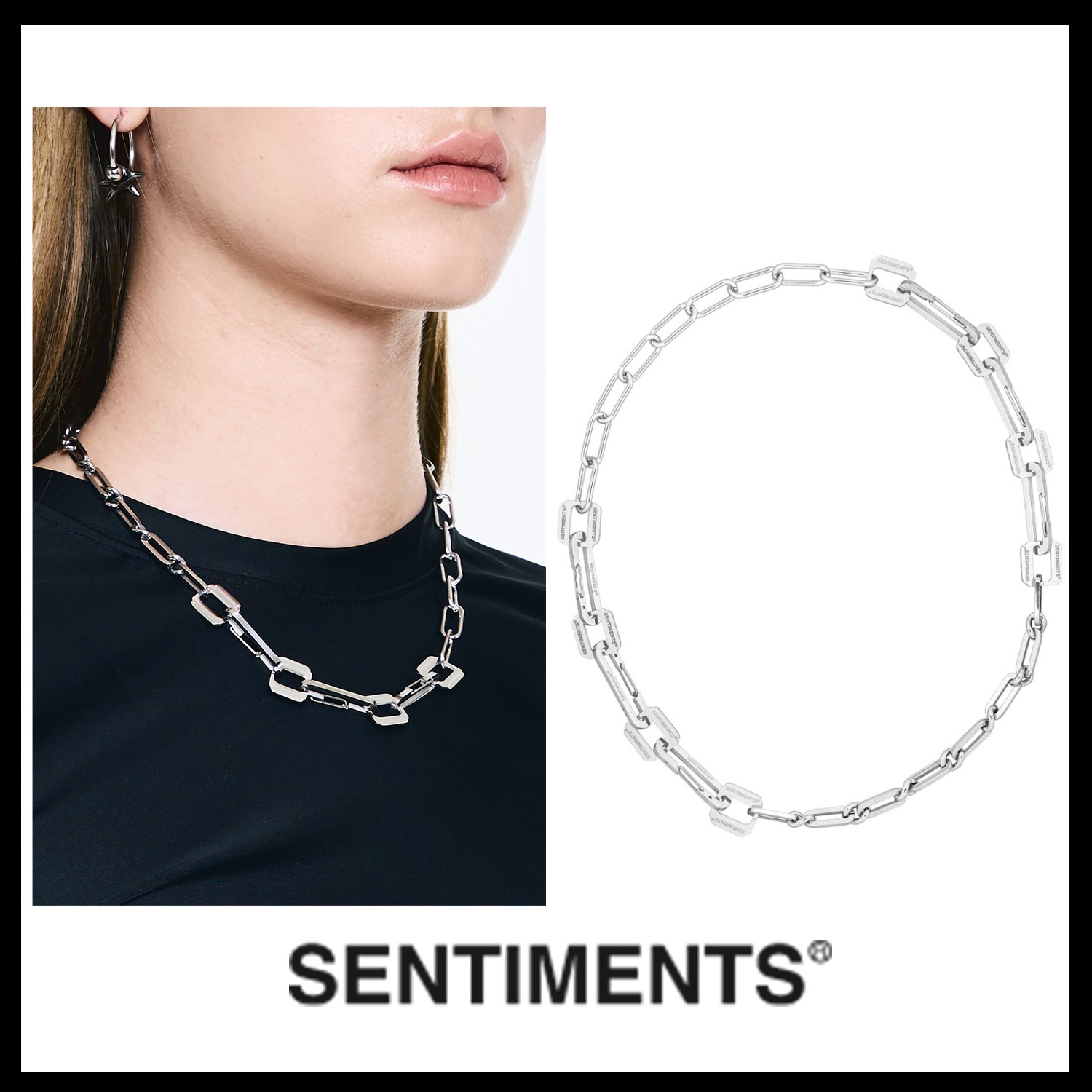 【SENTIMENTS】NO.592 [SILVER] NECKLACE ★韓国人気★ 追跡付