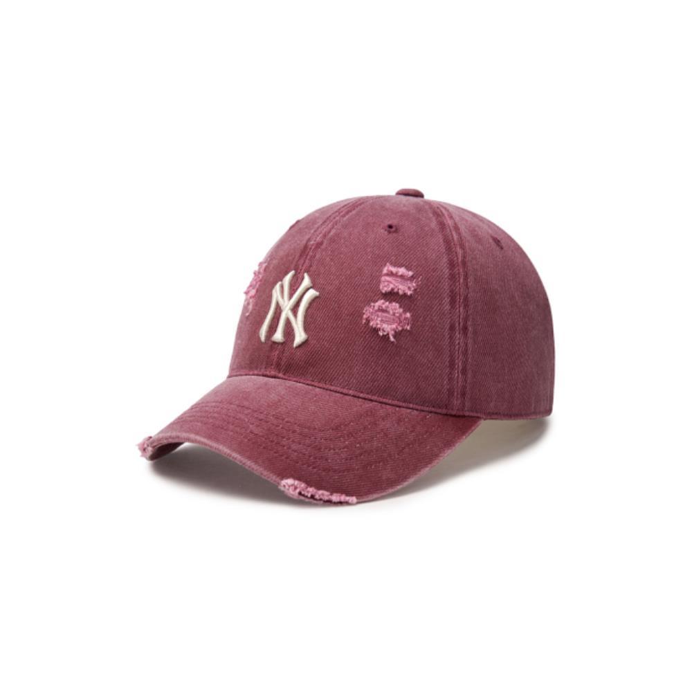 ★MLB Korea★ Damage Washing Unstructured Ball Cap NY Burgun