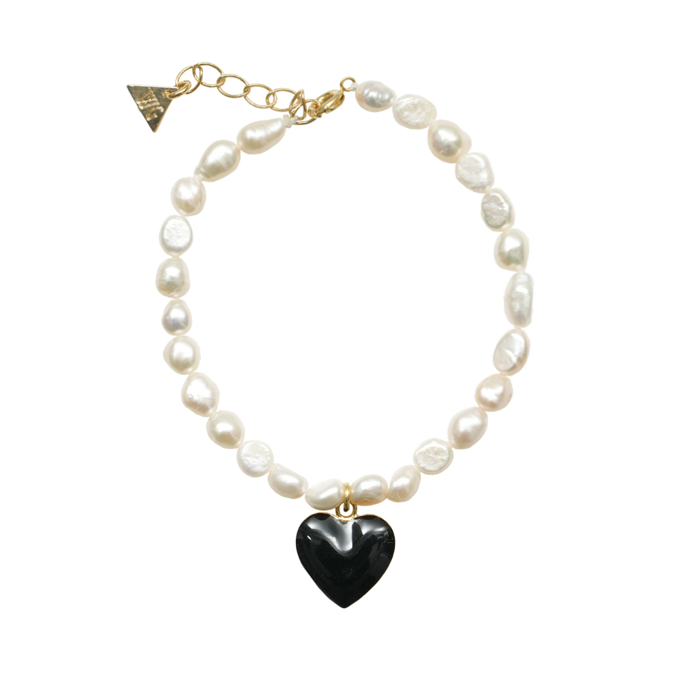 ブレスレット Wilhelmina Garcia Heart & Pearl Dating Bracelet HRT025-BLACK