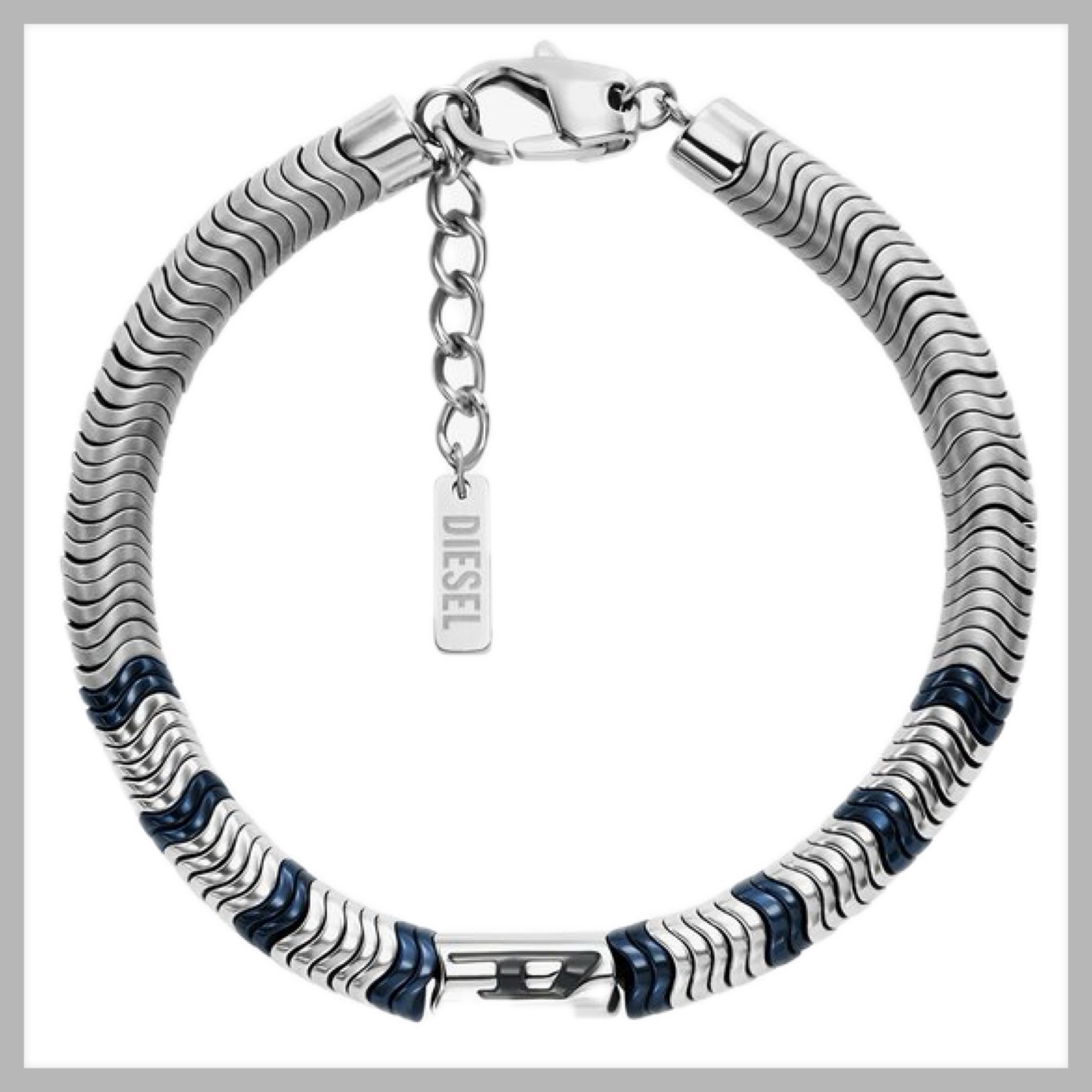 【DIESEL】DX1572931 シルバー&ブルービーズブレスレット/silver