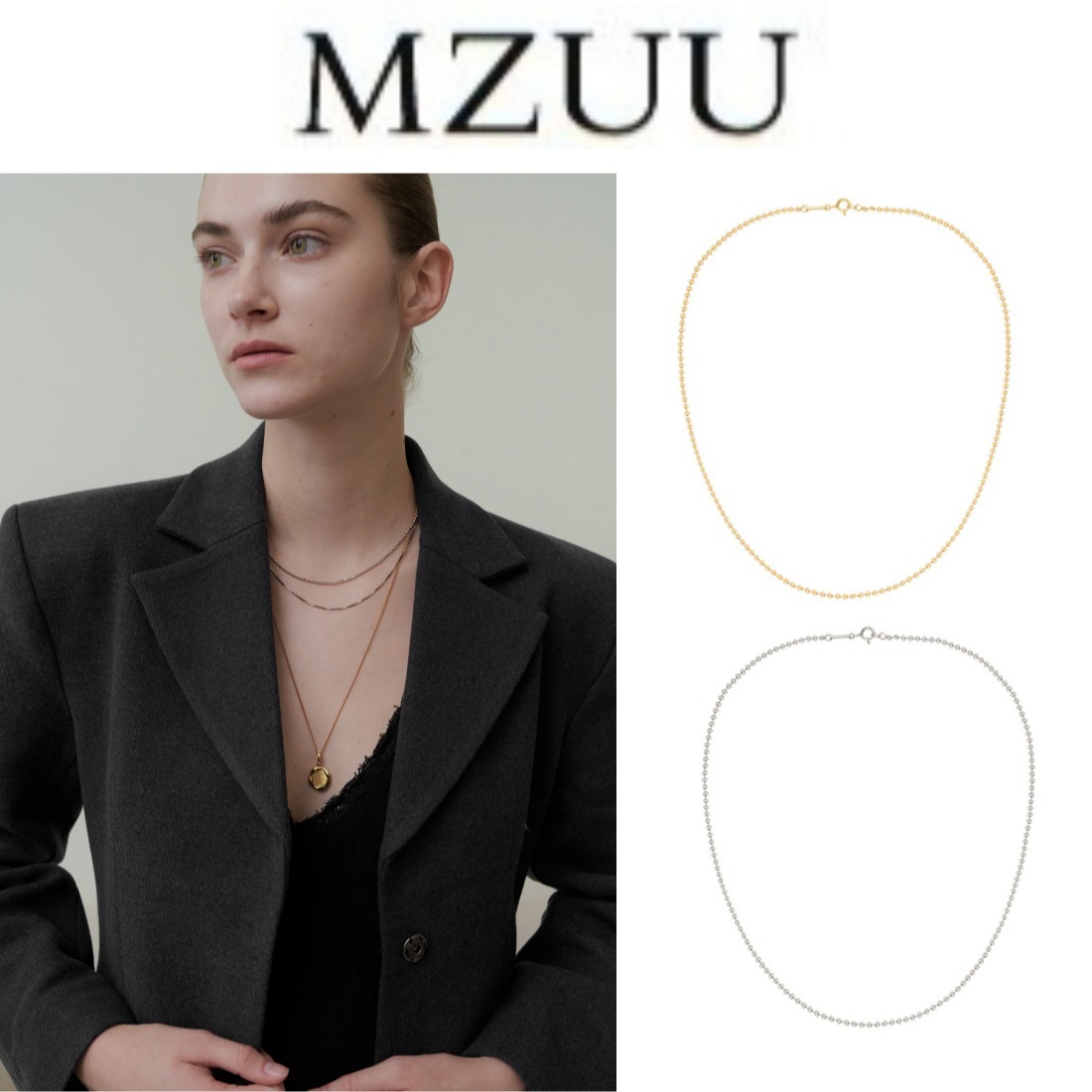 [韓国人気ジュエリー] BIJOU Cutted Ball Chain Necklace