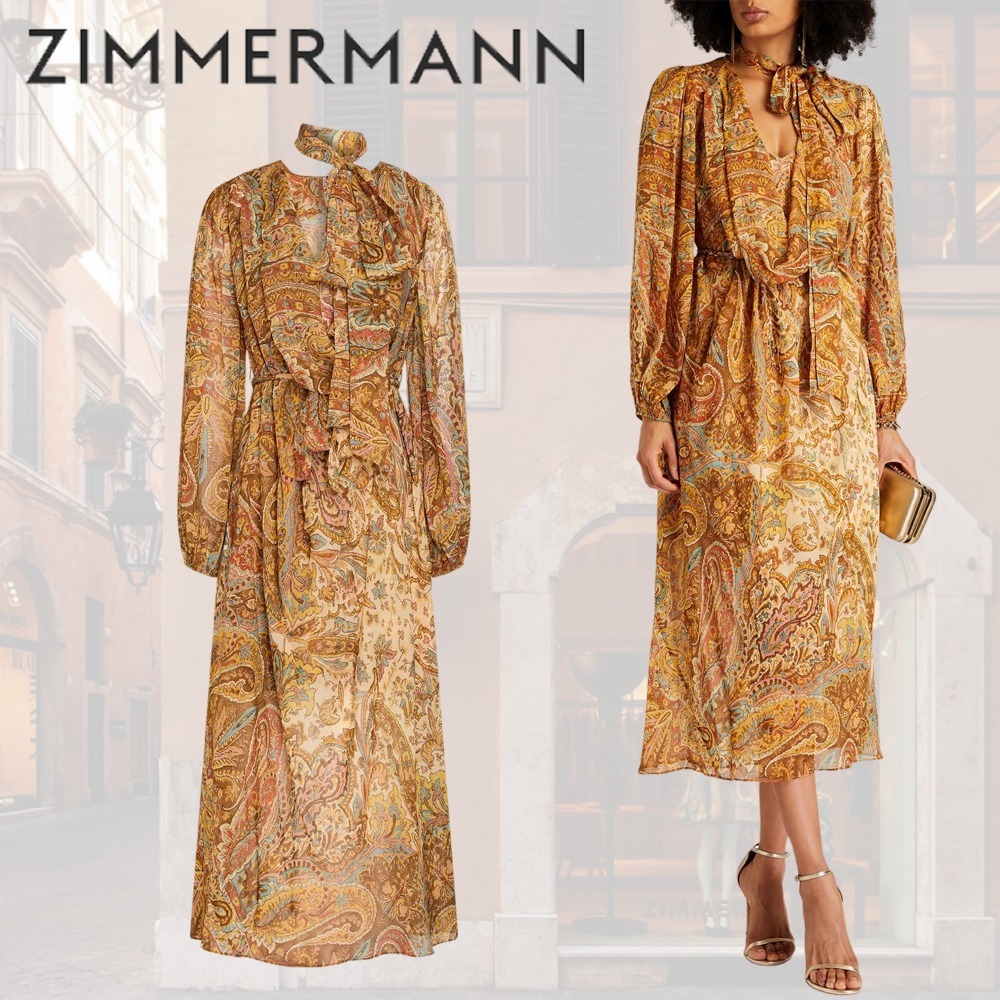 ZIMMERMANN ジョーゼット ミディワンピース ペイズリープリント