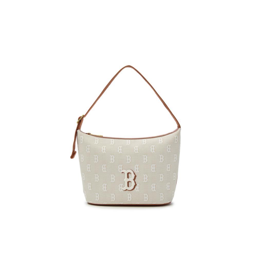★MLB Korea★ Classic Monogram Jacquard Hobo Bag BOS LBeige