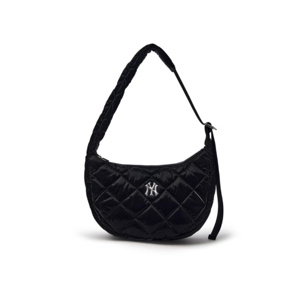 ★MLB Korea★ Curve Padded Hobo Bag NY Black 3ABQL064N-50BKS