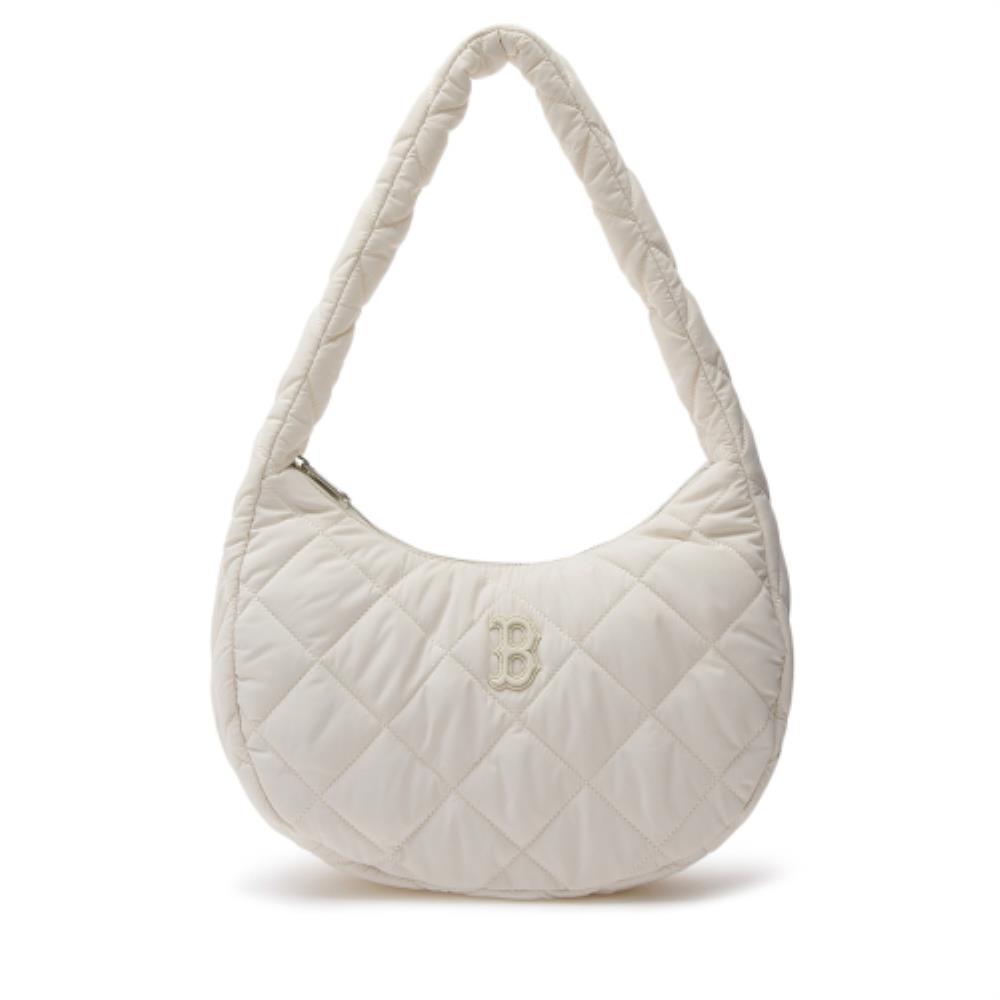 ★MLB Korea★ Padded Quilted Medium Hobo Bag BOS PtnCream 3A