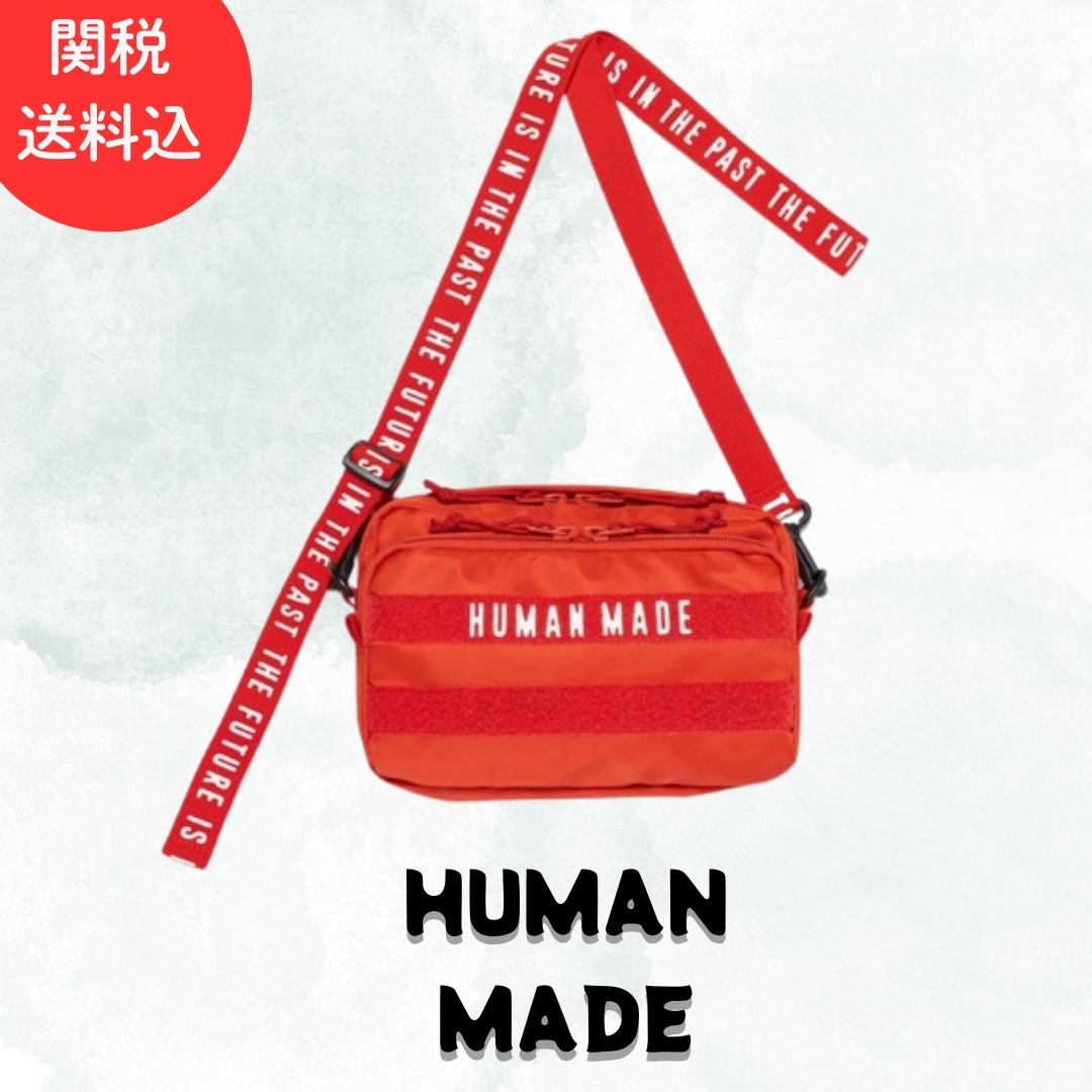 関送込【HUMAN MADE】ミリタリーポーチスモール☆レッド ロゴ