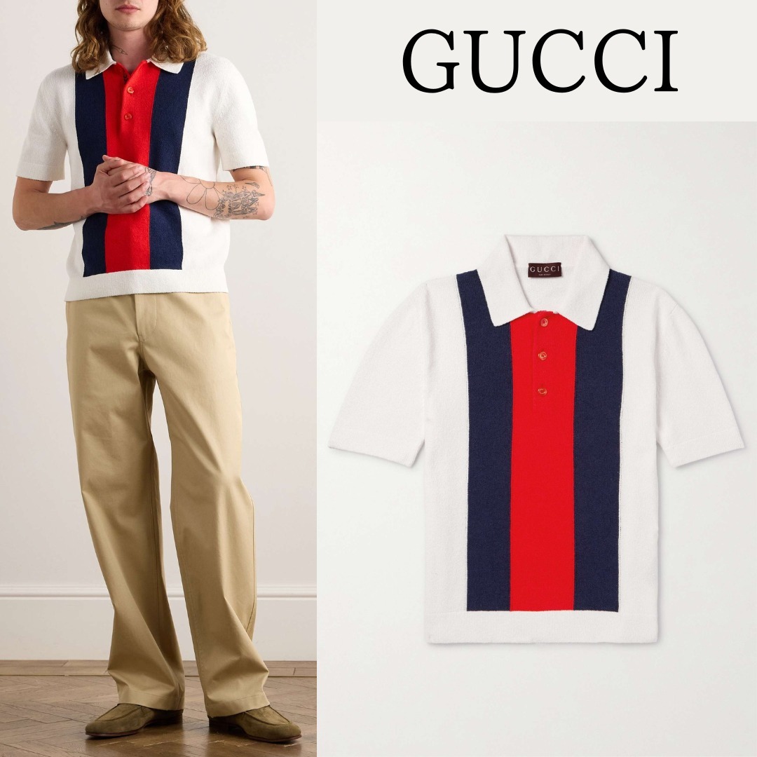 【国内発送関税込】【GUCCI】コットン混テリー ポロシャツ