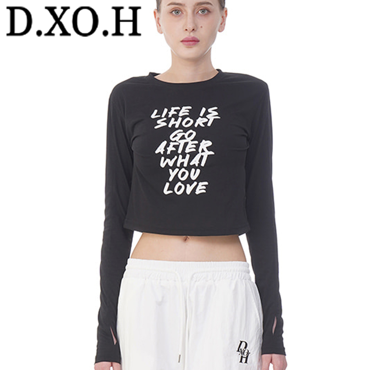 ★DXOH★Life Semi Warmer Crop Tee Black★正規品/韓国直送料込