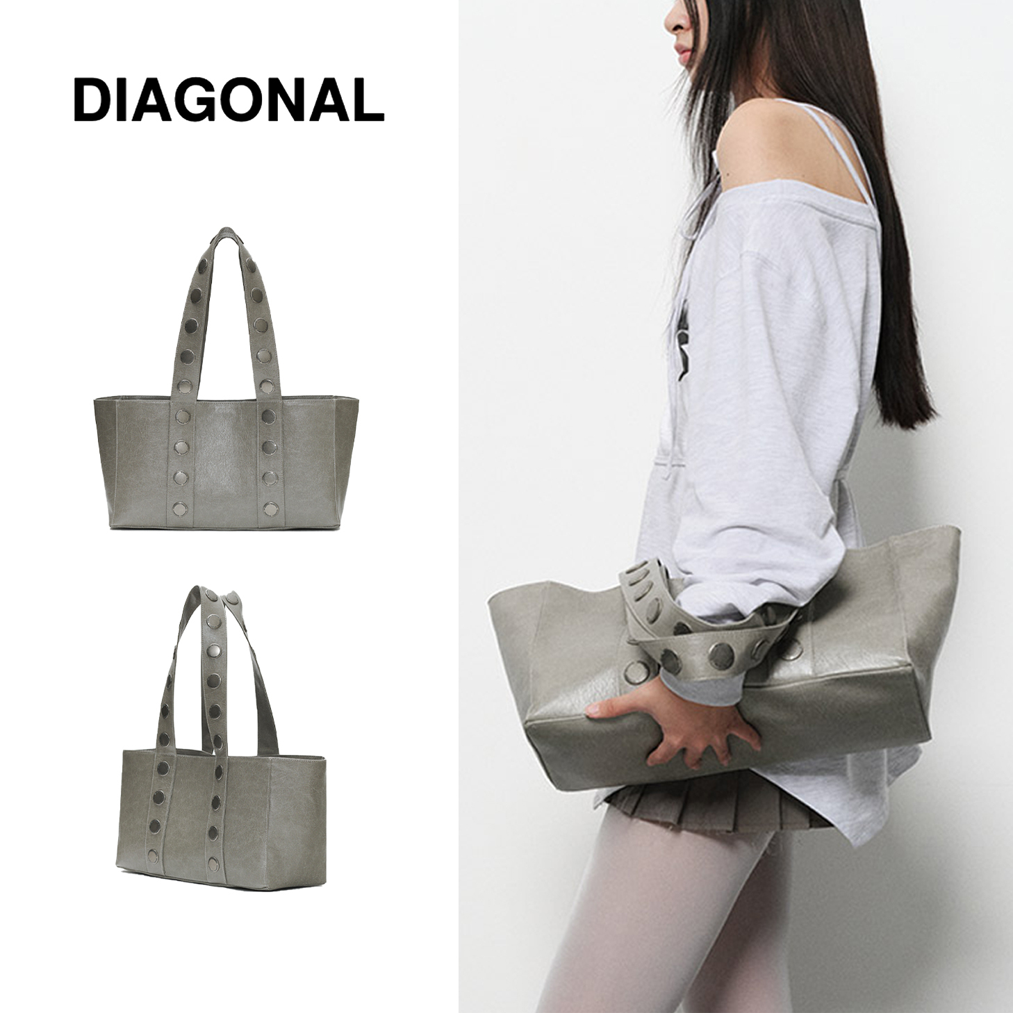 ショルダーバッグ・ポシェット DIAGONAL : 25SS / FUNKY SQUARE SHOULDER BAG (LIGHT GREY)