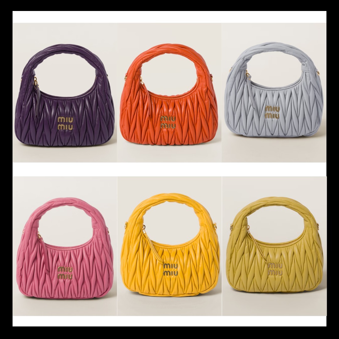 【MiuMiu】Wander matelasse nappa leather hobo bag Small