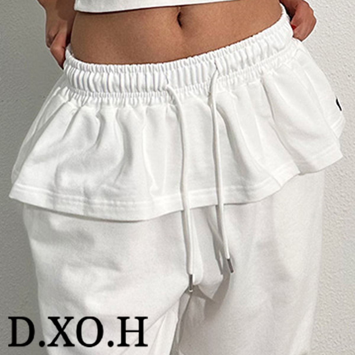 ★DXOH★Sweat Layered Logo Label Skirt White★正規品/送料込