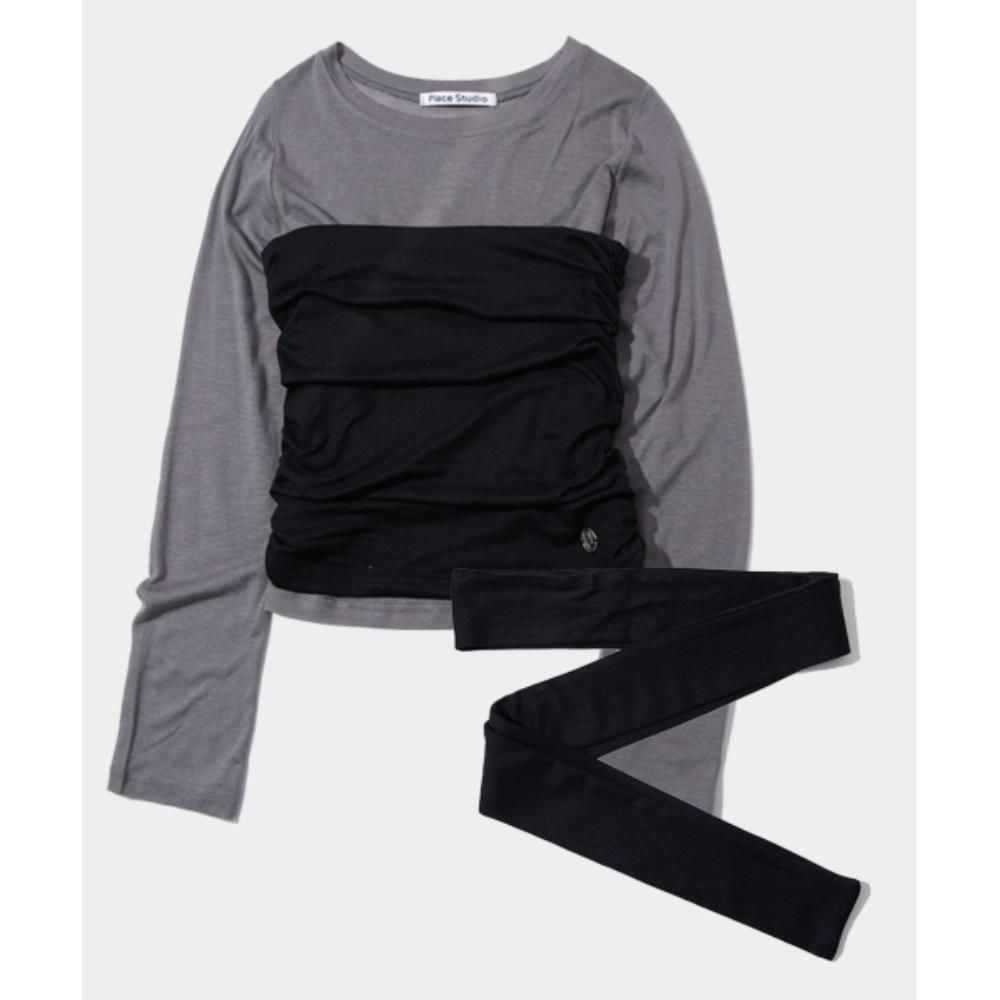 ★PLACE STUDIO★ Muffler set shirring round neck spandex col