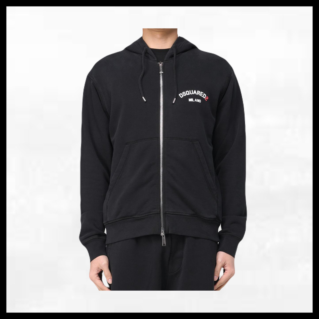 DSQUARED2 ダイド クールフィット ジップフーディブラックメンズ