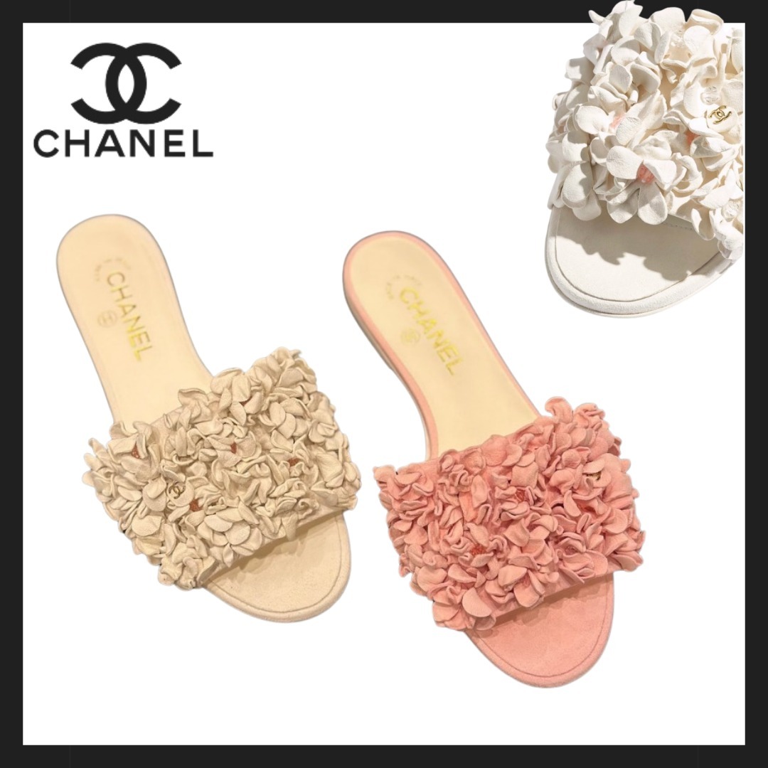 【花びらで華やか】CHANEL フラット ミュール